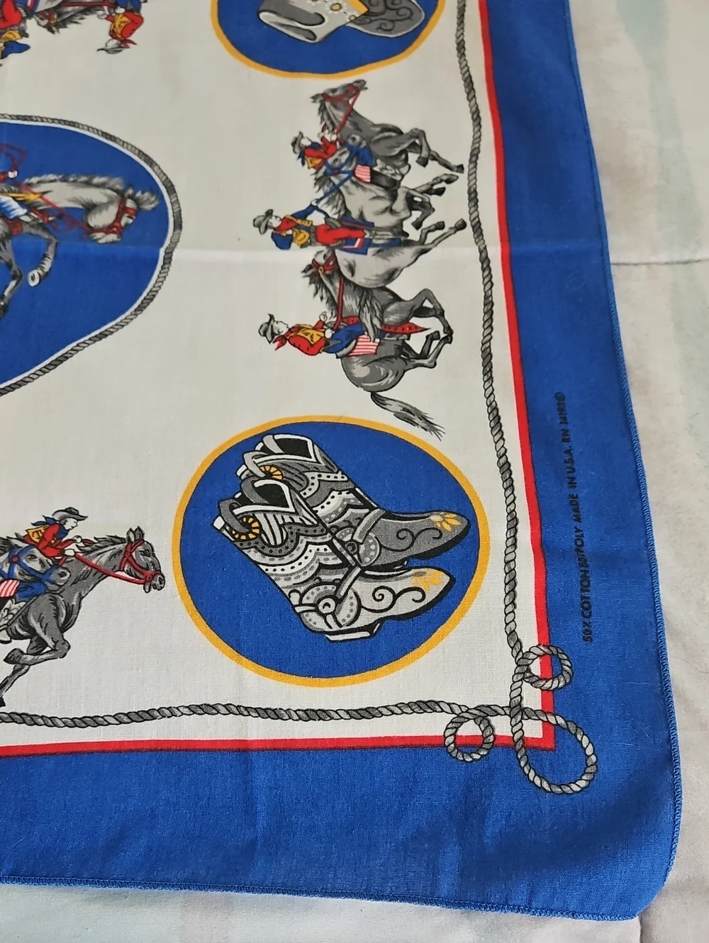 Vintage Rodeo Western Cowboy Bandana Scarf USA